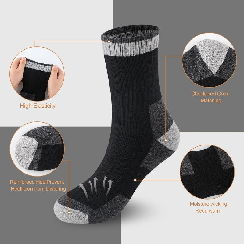Chaussettes en laine pour hommes, lot de 5 paires, chaussettes thermiques extra épaisses pour l'hiver – 300 g/m², modèle lourd à rayures, lavables en machine, taille 40-47, chaussettes chaudes pour hommes, automne et hiver