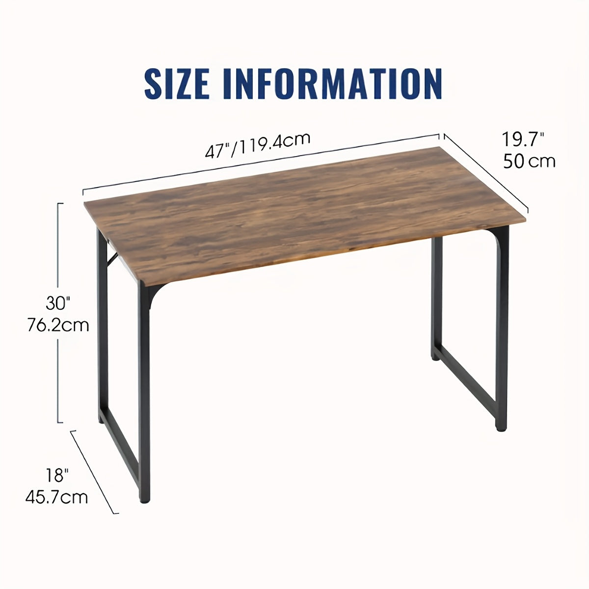 Bureau d'ordinateur 32/39/47 pouces – Bureau moderne pour écriture et gaming avec cadre en métal robuste, poste de travail pour bureau à domicile, PC, ordinateur portable et moniteur, 3 tailles disponibles