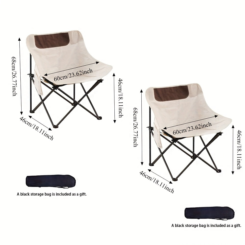 Ensemble de 2, 3 ou 5 chaises lune pliantes portables et table avec sac de rangement pour plage, camping, pêche, barbecue en famille, pique-nique, randonnée, cour, noir et blanc