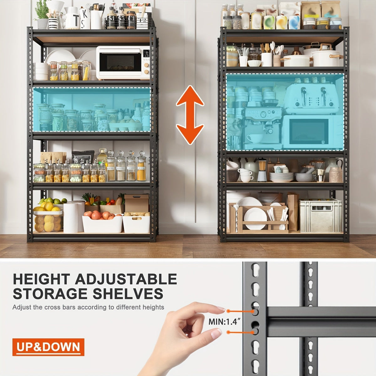 Étagère de rangement robuste en métal 72 pouces, 5 niveaux réglables, capacité de 3000 lb, en acier au carbone pour garage, sous-sol, entrepôt, garde-manger et bureau