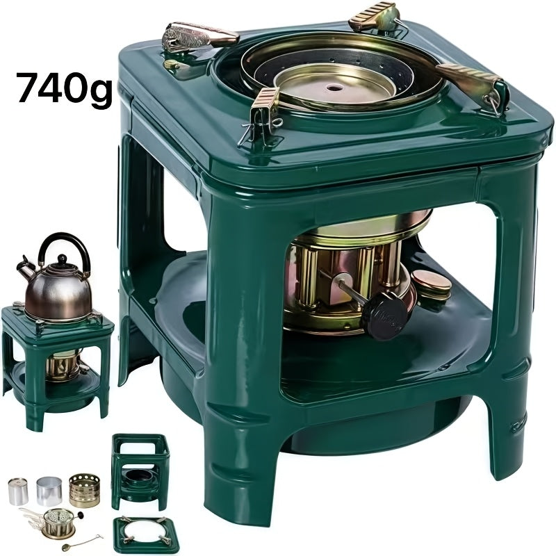 Réchaud de camping portable au kérosène avec brûleur intégré, radiateur et cuiseur à pétrole léger pour l'extérieur avec réglage de flamme pour le camping, les pique-niques et les barbecues
