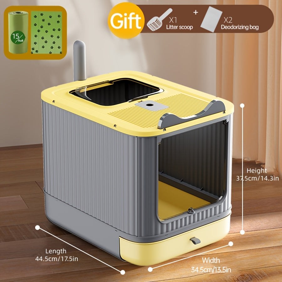 Grande litière fermée pour chat avec couvercle - Conception couverte pour le contrôle des odeurs et une grande intimité, toilette pour chat moderne et facile à nettoyer pour plusieurs chats, inclut des sacs poubelle, meuble litière pour chat extra large