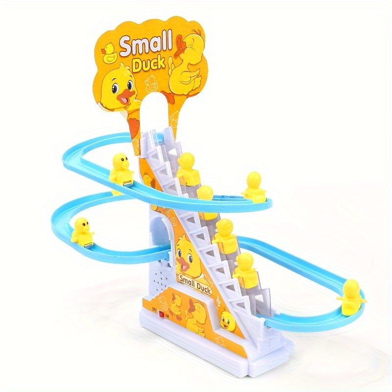 Ensemble de 6 canetons électriques monte-escaliers, jouet toboggan pour canards jaunes avec lumières et musique pour tout-petits garçons et filles, jouet interactif pour bébé, cadeau idéal pour Pâques, Halloween, Noël et les anniversaires