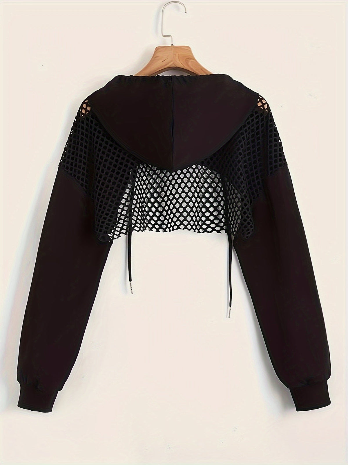 Sweat à capuche Y2K pour femme, pull court à manches longues avec cordon de serrage, haut de mode urbaine décontractée, noir, XS S M L XL XXL