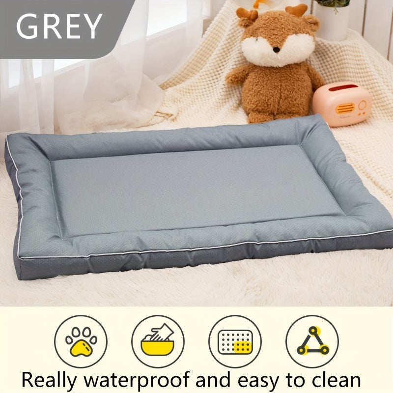 Grand panier carré pour chiens de petite à grande taille – Tapis pour animaux en polyester imprimé antidérapant, garnissage en fibre de polyester, coussin de couchage toutes saisons pour niche d'intérieur
