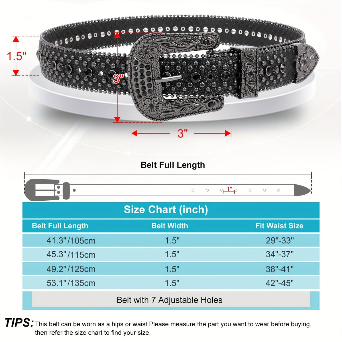 Ceinture strass unisexe style western – Ceinture ajustable scintillante en similicuir avec boucle en alliage pour hommes et femmes, tailles S-XL, cadeau pour fête, festival, Halloween, Noël