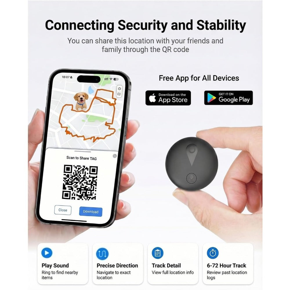 Traceur GPS pour chiens et chats – Sans abonnement, sans carte SIM, localisation en temps réel via l'application Localiser d'iOS, traceur intelligent ultra-fin pour animaux avec support de collier et alertes de zones de sécurité
