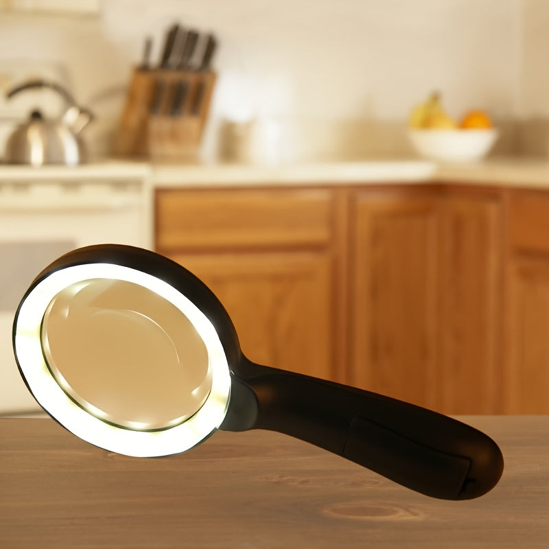 Loupe grossissante 10X avec 12 lumières LED – Grande loupe à main éclairée pour la lecture des seniors, les pièces de monnaie, les timbres, les bijoux et la réparation, loupe à éclairage LED lumineux – Noir