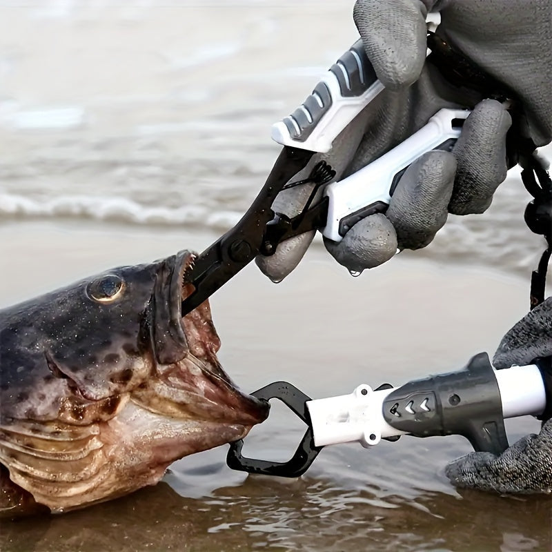 Ensemble pince de pêche et pince à poisson 2 pièces en acier inoxydable avec poignée confort TPR, verrou à ressort, dégorgeoir, coupe-fil et cordon - Outil de pêche essentiel en eau douce et en eau salée, cadeau pour pêcheurs