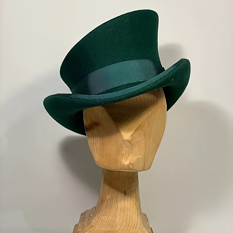 Chapeau Fedora en feutre 100 % laine avec ruban pour femmes et hommes – Haut-de-forme asymétrique ajustable pour église, fêtes et mariages, couvre-chef élégant disponible en 10 couleurs, cadeau de Noël idéal