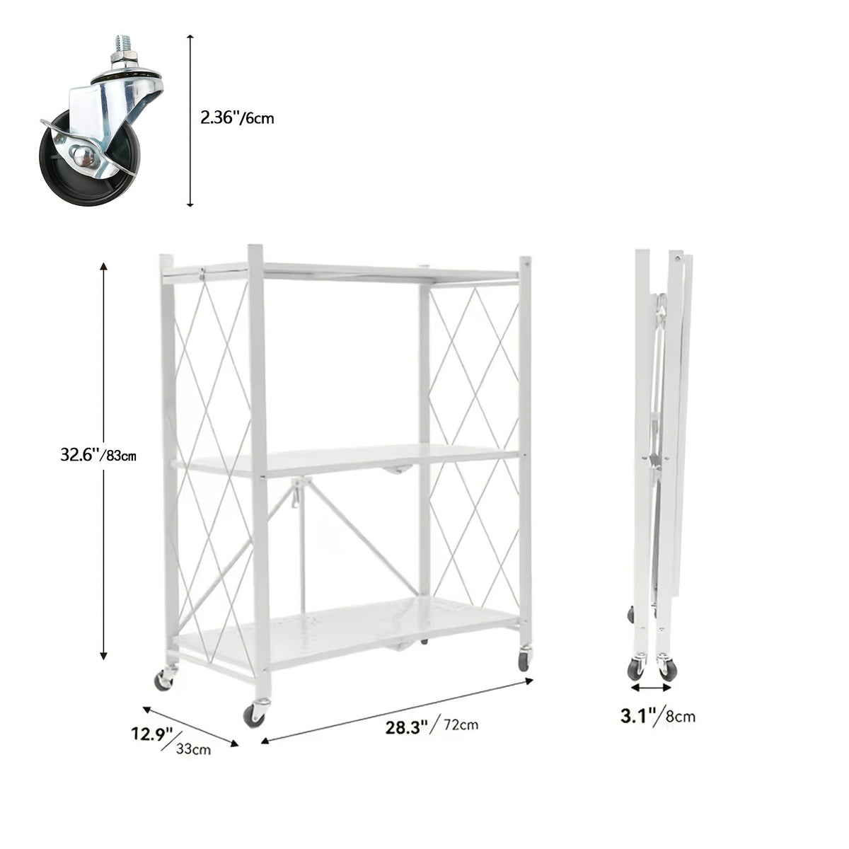 Heavy Duty Folding Storage Rack with Wheels β 3/4/5-Tier Portable Floor-Standing Shelf, No Assembly Required, for Home, Office, Bedroom & Dorm, 4 Colors Available