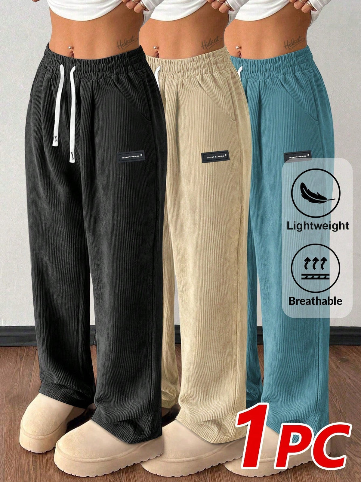 Pantalon droit en velours côtelé pour femme, décontracté avec cordon de serrage, taille élastique et poches vintage – Pantalon doux et respirant pour l'automne et l'hiver, 6 couleurs, XS-XXL