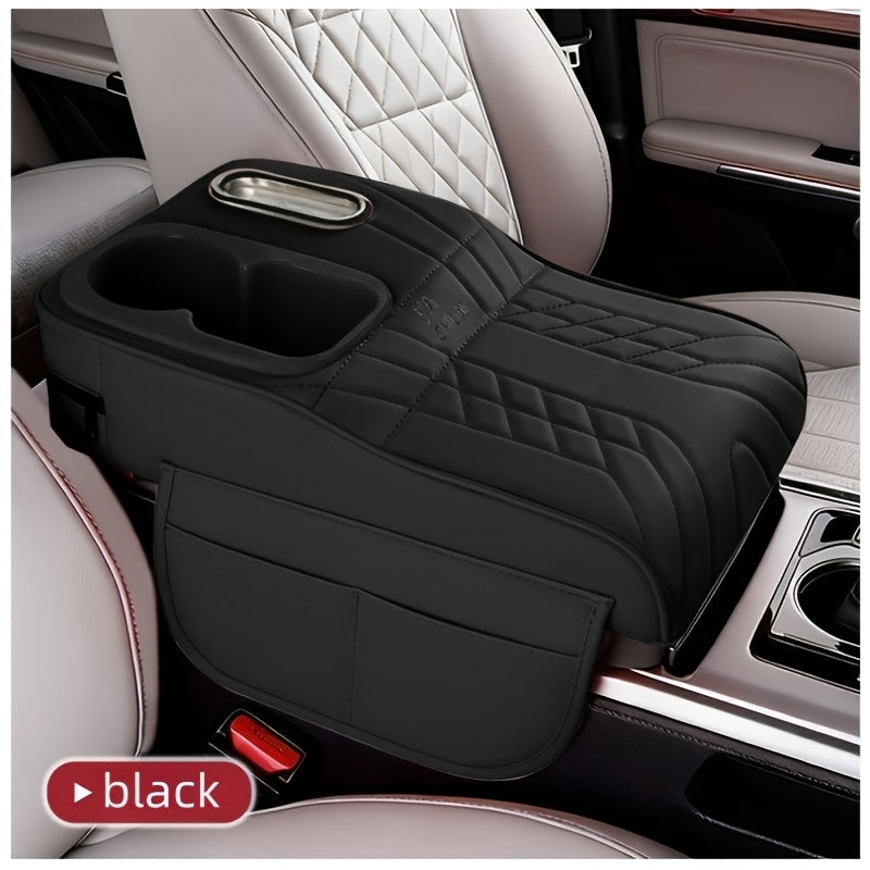 Rehausseur d'accoudoir de console centrale de voiture avec boîte à mouchoirs et porte-gobelet, organisateur de rangement, noir, beige, orange, rouge, marron, pour la plupart des voitures et SUV