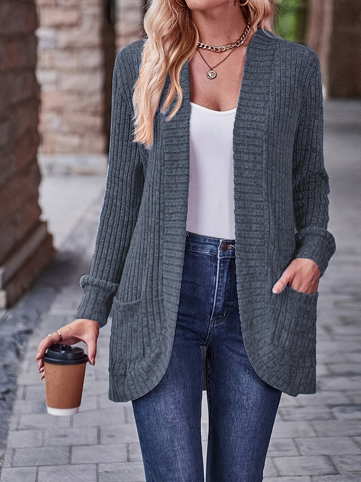 Chemisier ample décontracté à manches longues pour femme, couleur unie, poche, empiècement, coupe décontractée, 10 couleurs, S-XXL, printemps/automne, tenue quotidienne
