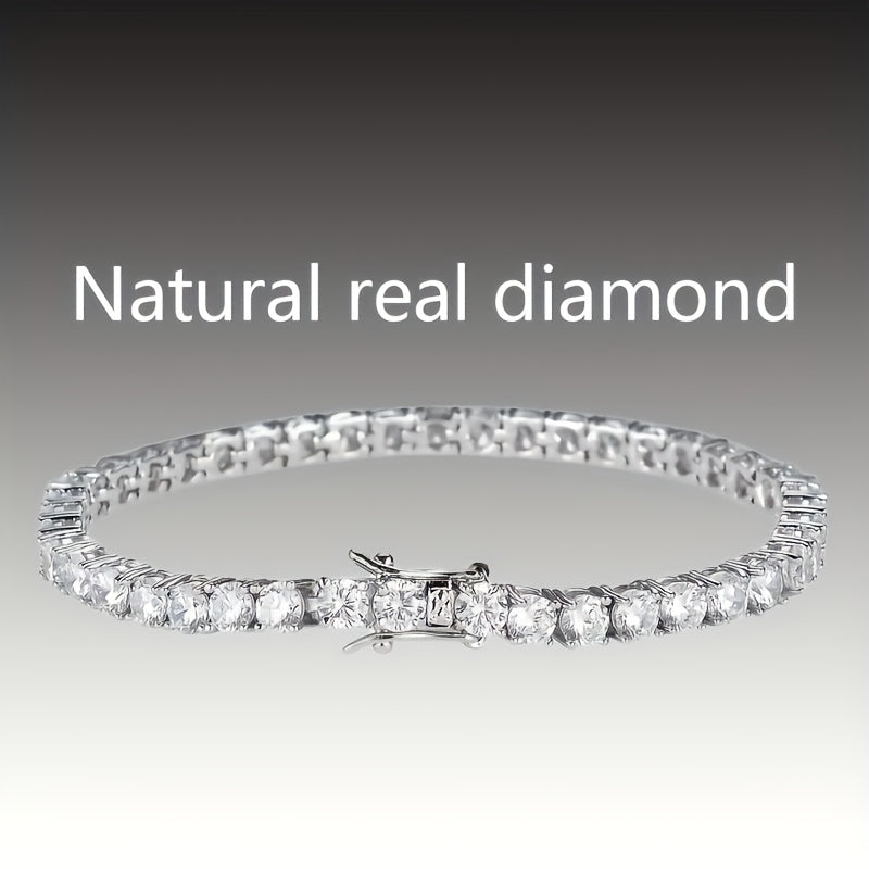 Bracelet de tennis en argent 925 plaqué avec diamants de laboratoire taille ronde, bijou élégant cadeau pour femmes et hommes, tailles de 6,5 à 8,5 pouces, bracelet style diamant blanc