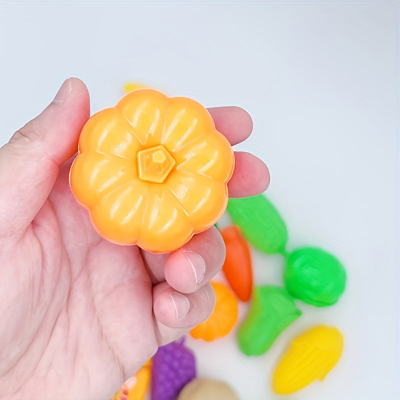 Ensemble de 18 jouets de cuisine pour enfants, fruits et légumes miniatures à découper, jeu d'imitation pour le développement des compétences, cadeau d'anniversaire pour garçons et filles de 3 ans et plus, couleurs aléatoires
