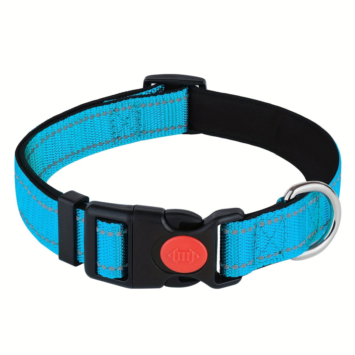Collier pour chien réfléchissant avec boucle de sécurité verrouillable - Collier pour animal en nylon respirant, rembourré en néoprène doux et réglable pour chiens de petite, moyenne et grande taille, collier de sécurité haute visibilité nocturne