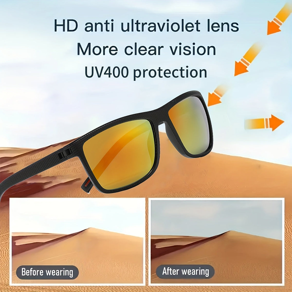 Lot de 6 paires de lunettes unisexes, monture légère en PC, protection UV, verres haute définition anti-reflets - Lunettes de mode pour hommes et femmes, conduite et extérieur, pack économique, vision claire au quotidien