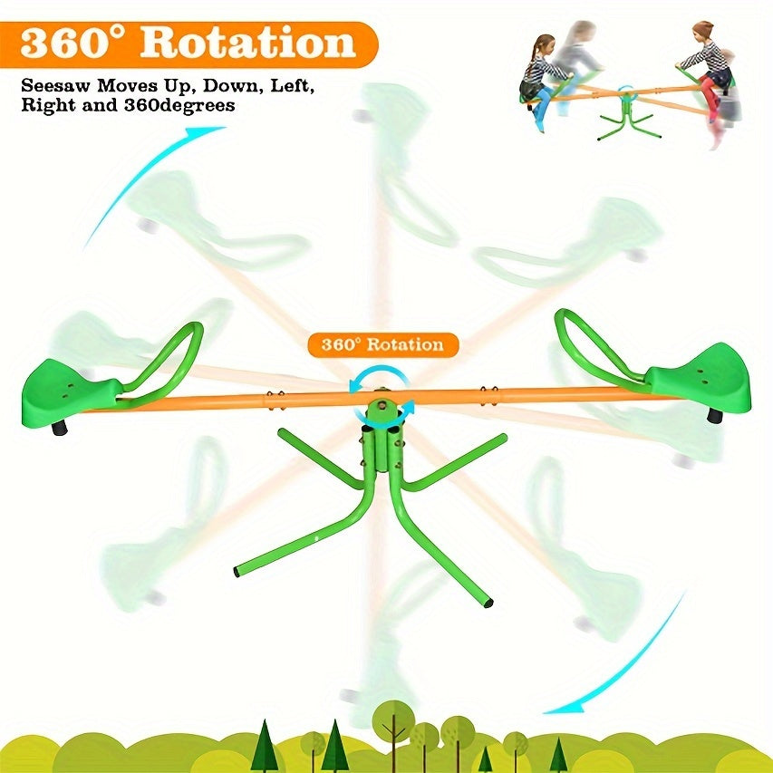 Balançoire à bascule rotative à 360 degrés pour extérieur, voiture à bascule 2 places et 4 places, équipement de terrain de jeu robuste en métal pour jardin, jeu d'extérieur tournant pour enfants, cadeau d'anniversaire pour garçons et filles