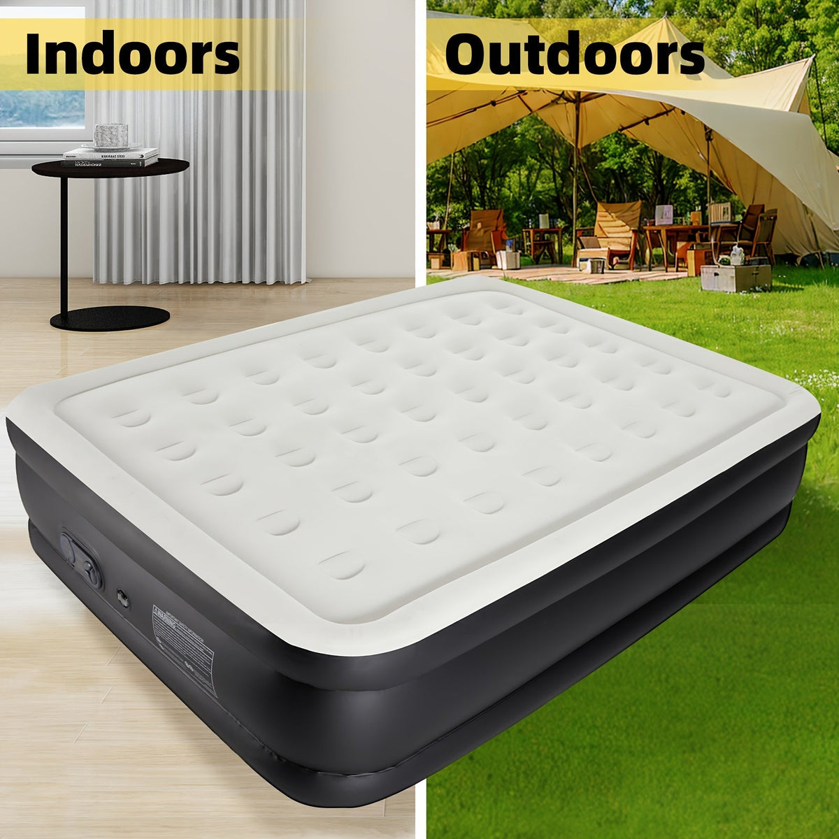 Matelas gonflable avec pompe intégrée – Lit d'appoint double hauteur de 40/46/53 cm d'épaisseur, capacité de 300 kg, base antidérapante – pour la maison, chambre d'amis, camping et usage extérieur