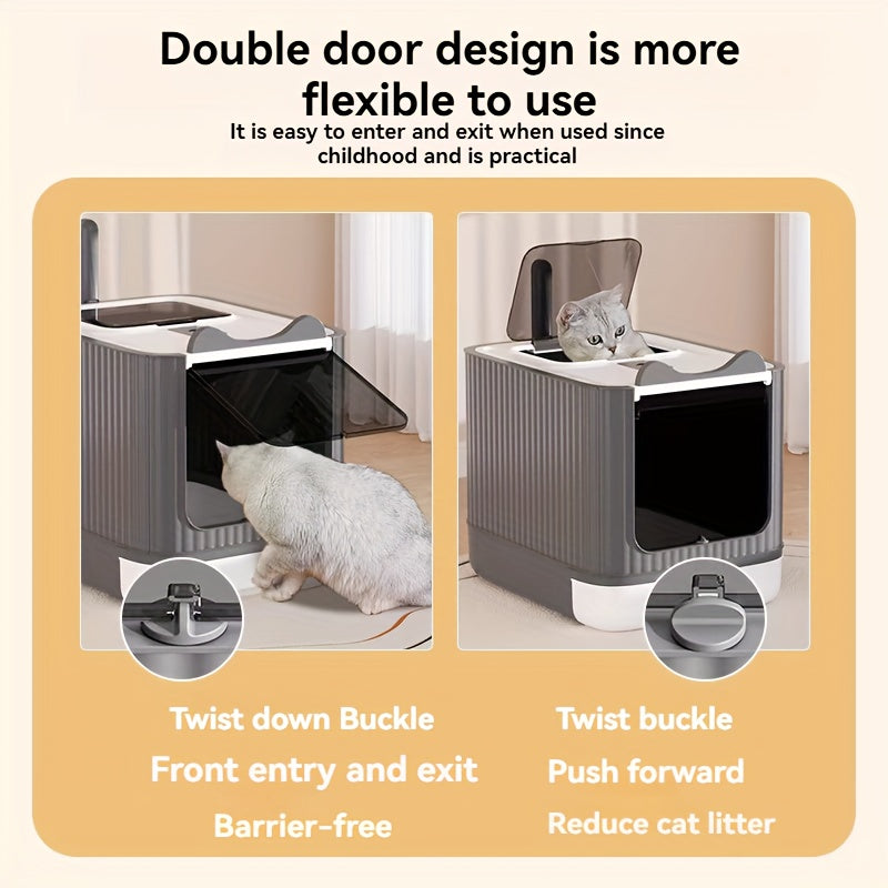 Grande litière fermée pour chat avec couvercle - Conception couverte pour le contrôle des odeurs et une grande intimité, toilette pour chat moderne et facile à nettoyer pour plusieurs chats, inclut des sacs poubelle, meuble litière pour chat extra large
