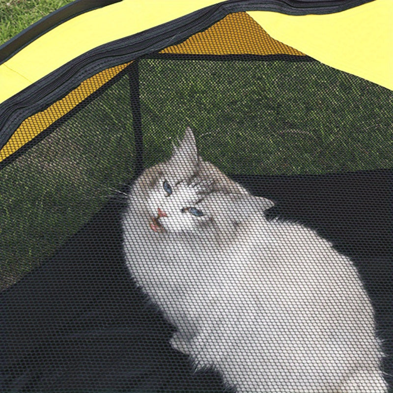 Parc pour animaux pliable et portable avec porte zippée – 3 tailles (S/M/L) Enclos grillagé rétractable pour chats, chiens, chiots et chatons, enclos anti-rayures pour intérieur et extérieur