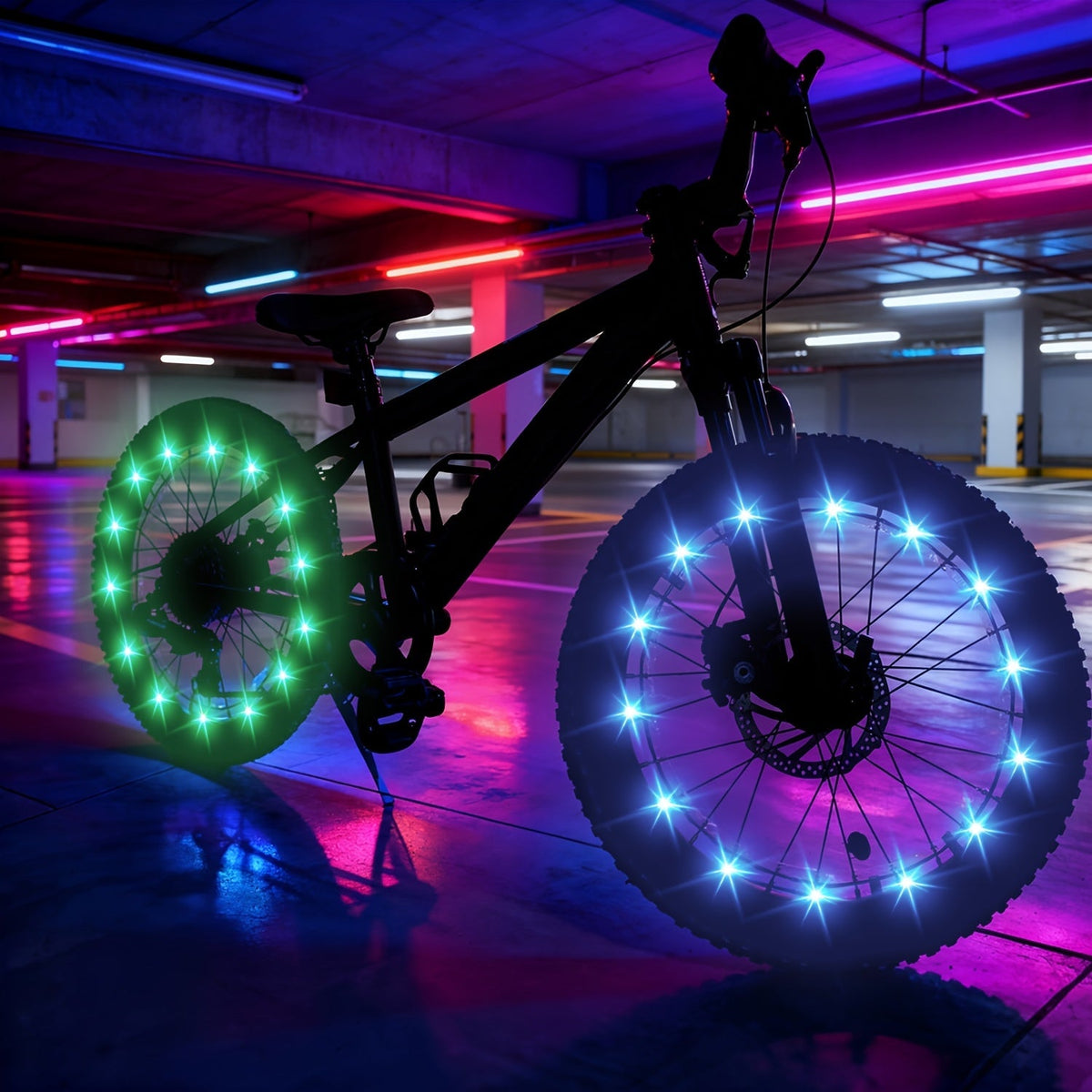 Lot de 2 lumières LED pour roues de vélo - Éclairage de rayons ultra-lumineux pour vélo, avertisseur de sécurité pour cyclisme de nuit, accessoires de décoration multicolores pour vélo
