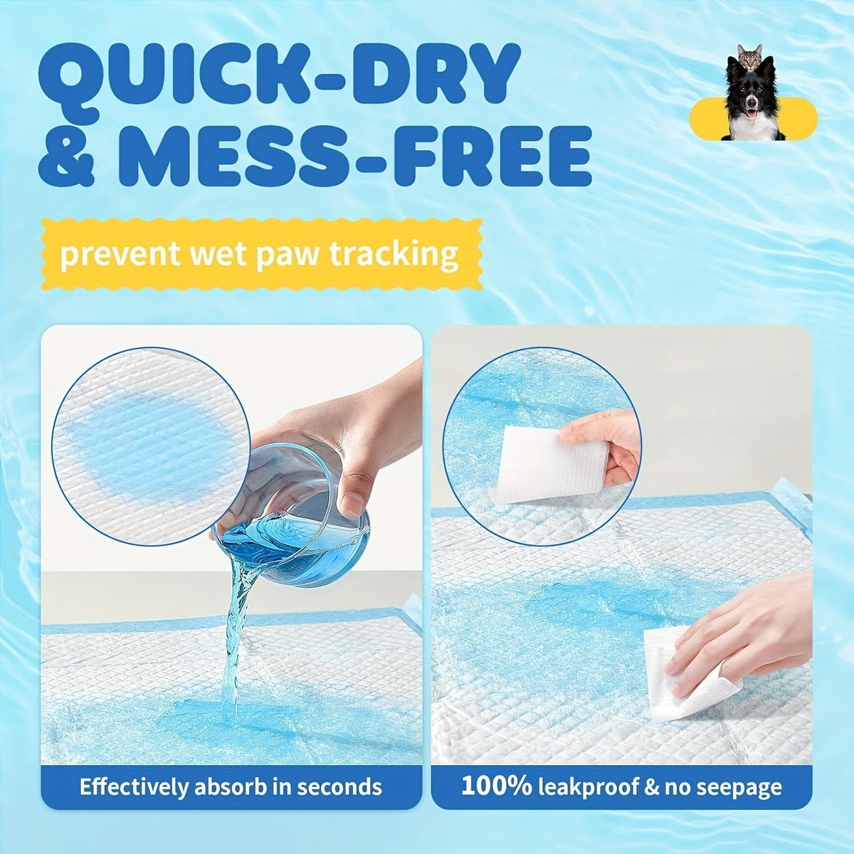 Alèses ultra-absorbantes pour chiens – Dos anti-fuites 300 % plus épais, formats 71 x 86 cm et 61 x 61 cm, paquet en gros de 50 à 200 unités, pour la maison, les voyages et le camping, idéal pour les chiens actifs et les chiots