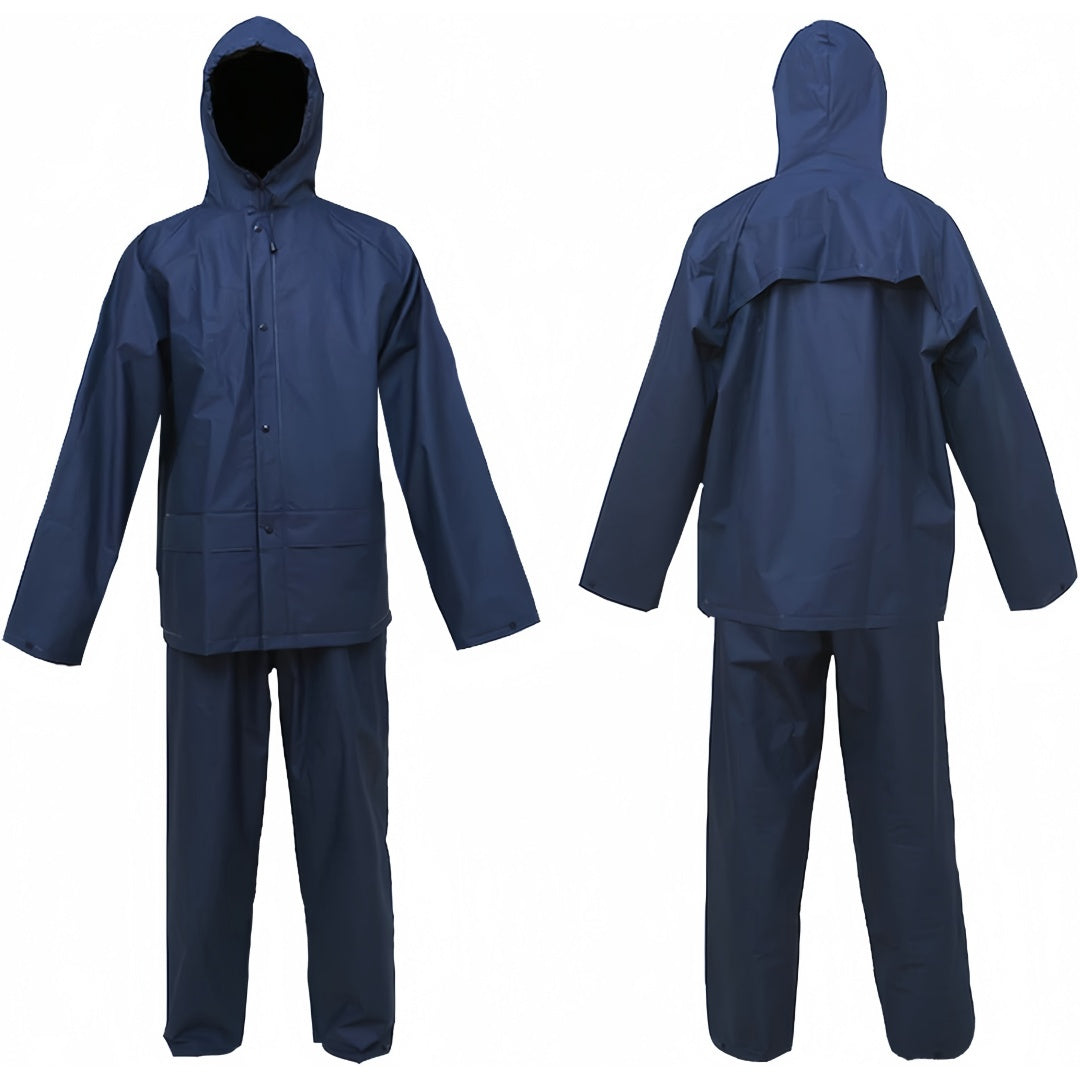 Ensemble de pluie imperméable pour hommes et femmes – Manteau de pluie léger et coupe-vent avec pantalon, équipement de pluie compact pour la randonnée, la pêche, le cyclisme et les sports de plein air, bleu marine, S-XXXL