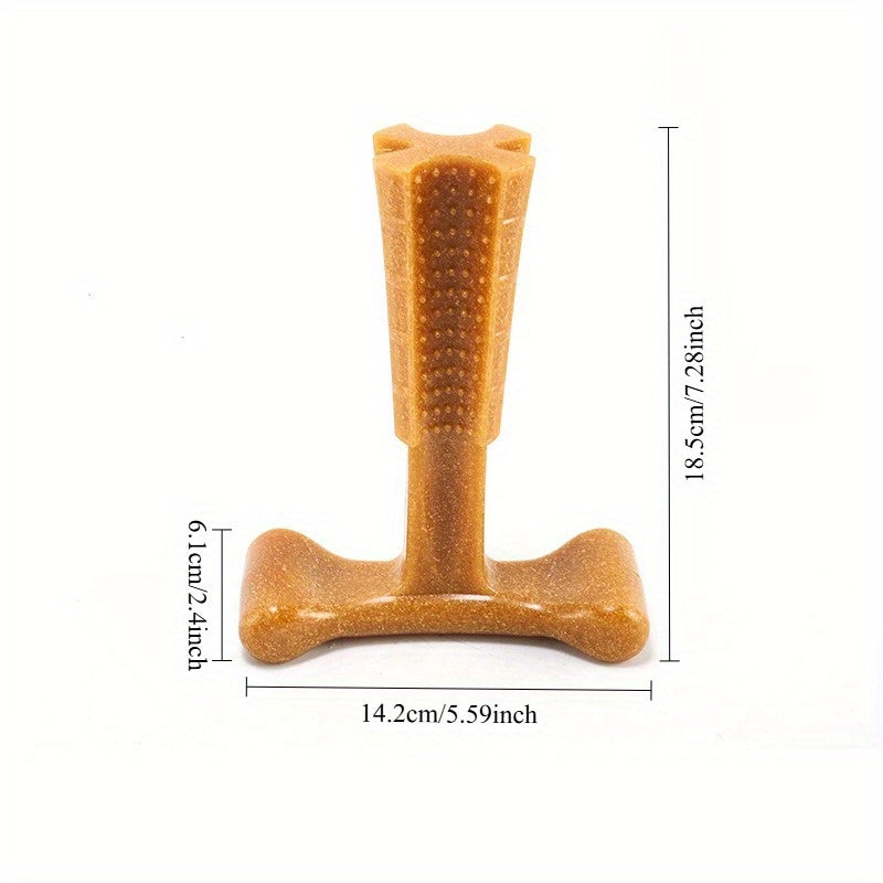 Jouet à mâcher dentaire pour chien en forme de T – Jouet à mâcher durable en plastique anti-éclats avec crêtes texturées et prise ergonomique pour mâcheurs agressifs, chiots en période de dentition et chiens adultes, jouet de nettoyage dentaire pour chien