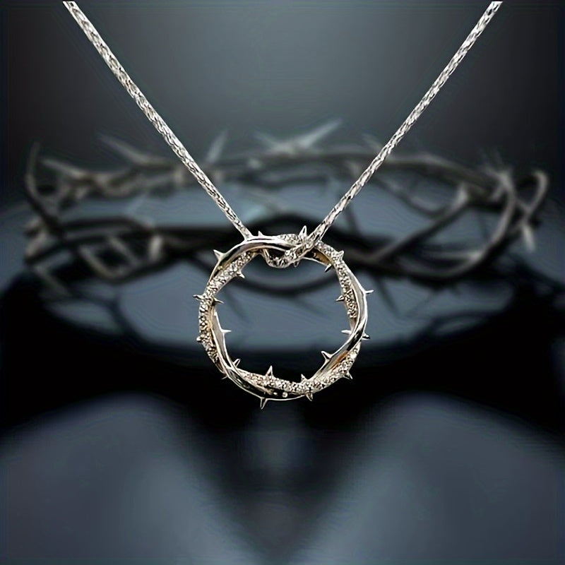 Pendentif bague « épine » en argent sterling 925 avec moissanite de 1 carat – Collier à breloque en pierre précieuse étincelante style vintage pour le quotidien et les fêtes, boîte-cadeau incluse, parfait pour la Saint-Valentin et les fêtes