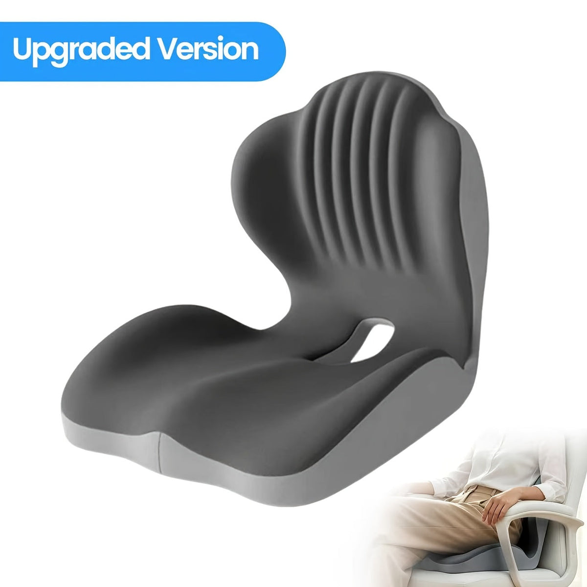 Coussin de siège ergonomique en mousse à mémoire de forme avec soutien lombaire et design creux respirant – Coussin de coccyx confortable pour chaise de bureau, siège auto, position assise prolongée, unisexe