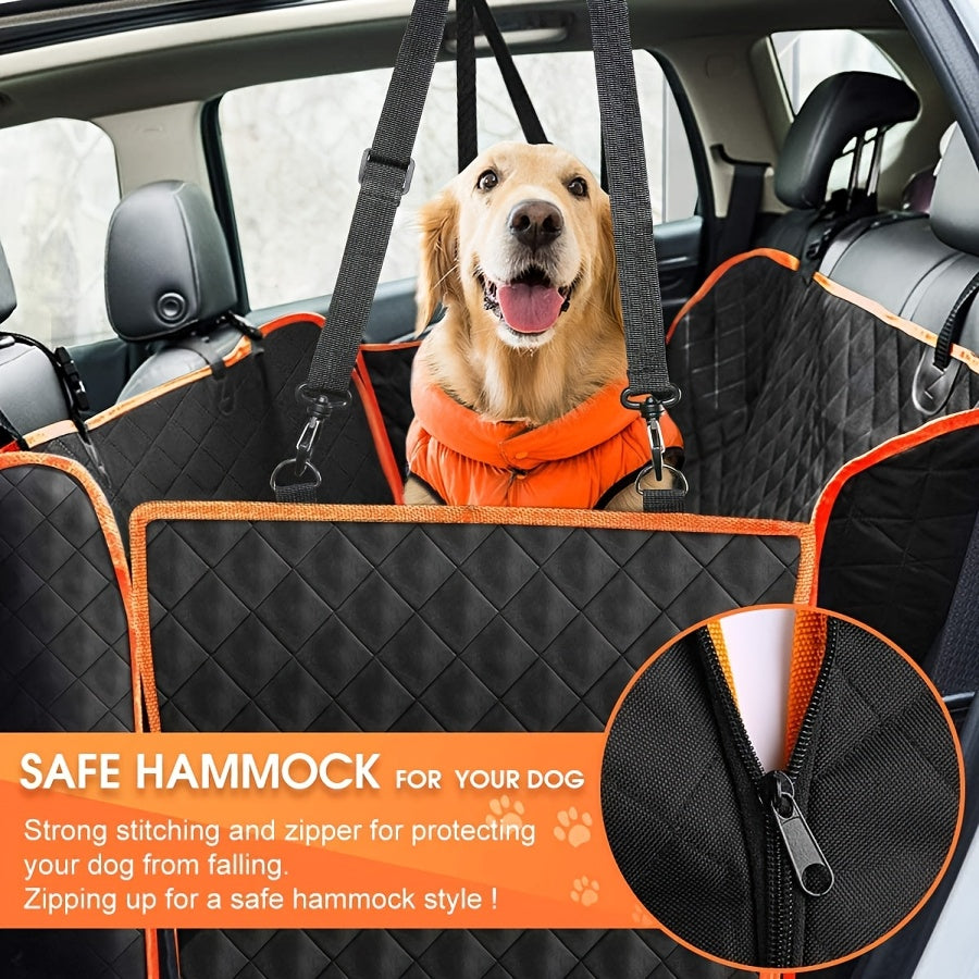 Housse de siège de voiture pour chien – Protection de banquette arrière antidérapante et anti-rayures avec 4 poches de rangement et rabats latéraux pour voitures, camions et SUV