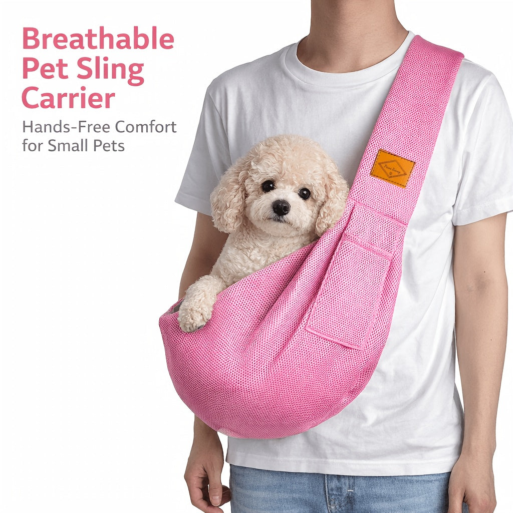 Sac de transport respirant en maille pour animaux - Sac ventral mains libres avec boucle de sécurité pour petits chiens et chats, sac bandoulière confortable et réglable pour promenades, voyages et aventures en plein air, 4 couleurs