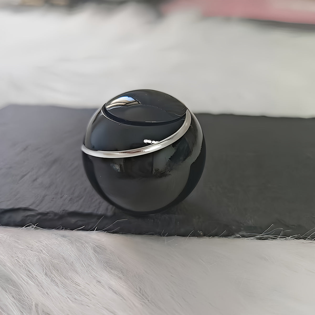Toupie gyroscope à bille rotative, jouet anti-stress de bureau à double roulement haute vitesse, cadeau de fête, bleu irisé noir