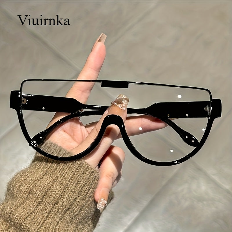 Lunettes de soleil semi-circulaires surdimensionnées pour hommes et femmes – Protection UV, verres anti-reflets, 5 couleurs – Lunettes unisexes tendance pour les voyages, la plage et le quotidien