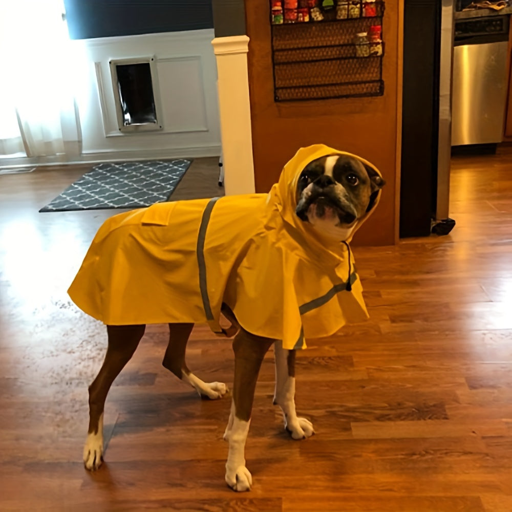 Imperméable réfléchissant pour chien avec capuche – Veste de pluie imperméable à enfiler pour toutes les races, fermeture auto-agrippante facile à mettre et à retirer, tailles S à 3XL, jaune