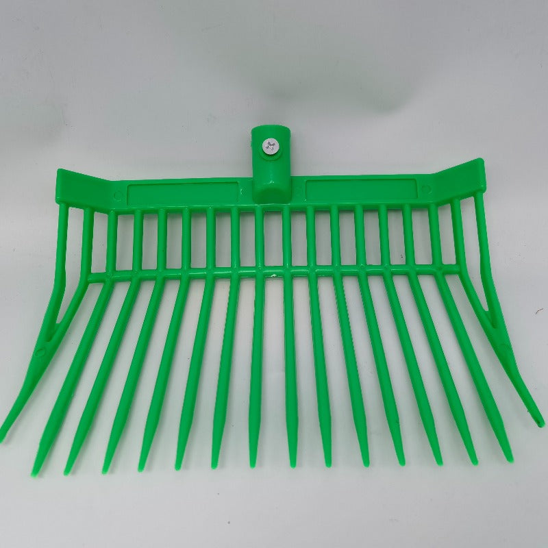 Fourche à fumier 16 dents en plastique ABS, stable et légère, résistante à la rouille et durable, idéale pour les centres équestres, les écuries et le nettoyage des granges, outil ergonomique et pratique.