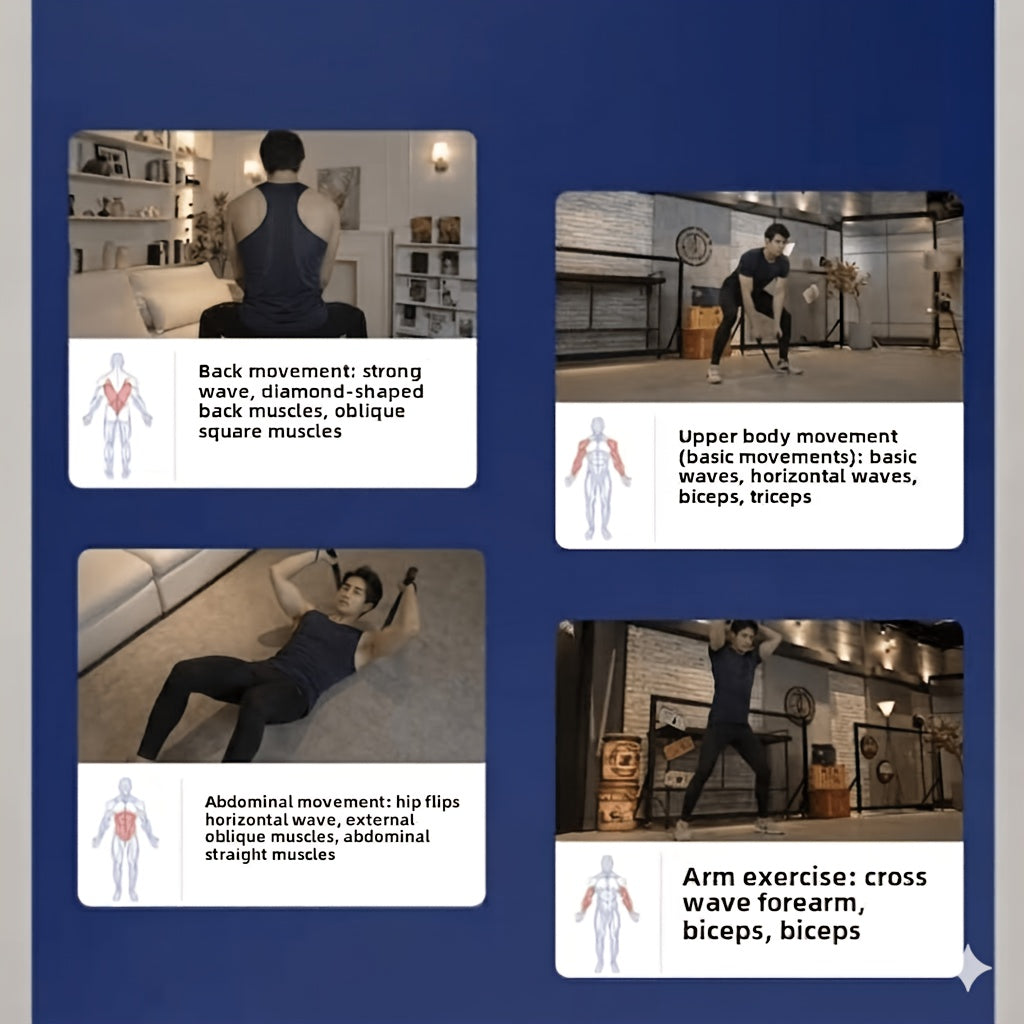 Lot de 2 cordes de combat sans corde – Cordes d'exercice lestées portables sans fil pour entraînement HIIT à domicile, cardio, corps complet, bras, épaules, abdominaux et jambes pour adultes et débutants
