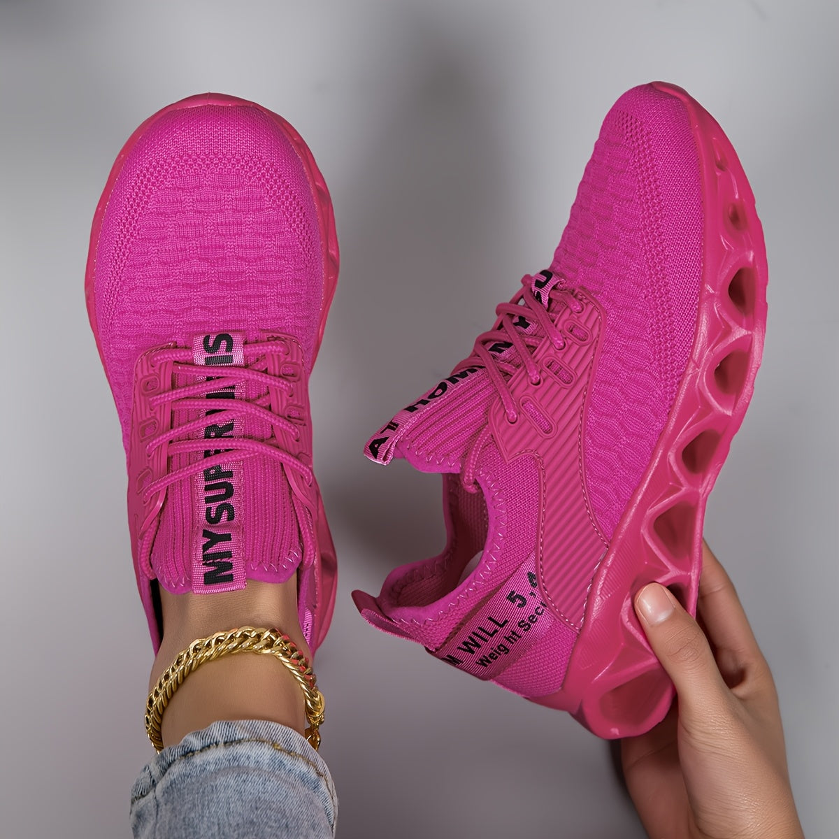 Baskets légères pour femmes, chaussures de marche à lacets en maille respirante avec semelle épaisse, chaussures de course et de tennis décontractées à enfiler, 7 couleurs, tailles US 6-12,5, chaussures d'entraînement tendance et polyvalentes