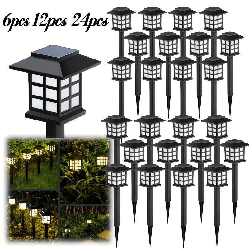 Lampes solaires d'extérieur à LED pour allée de jardin, éclairage paysager étanche IP44 pour trottoir, allée, pelouse, cour – Blanc chaud, lot de 6, 12 ou 24 – Décoration de Noël et de fêtes
