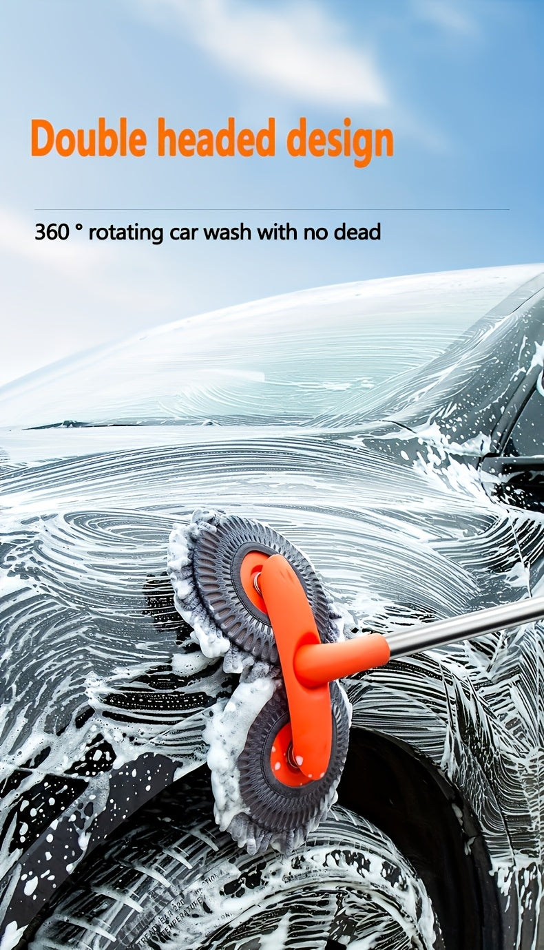 Ensemble balai et brosse de nettoyage pour voiture en microfibre réglable – Balai de lavage à manche télescopique pour voitures et camions, brosse en microfibre douce pour un nettoyage extérieur sans rayures, une brillance impeccable à chaque fois