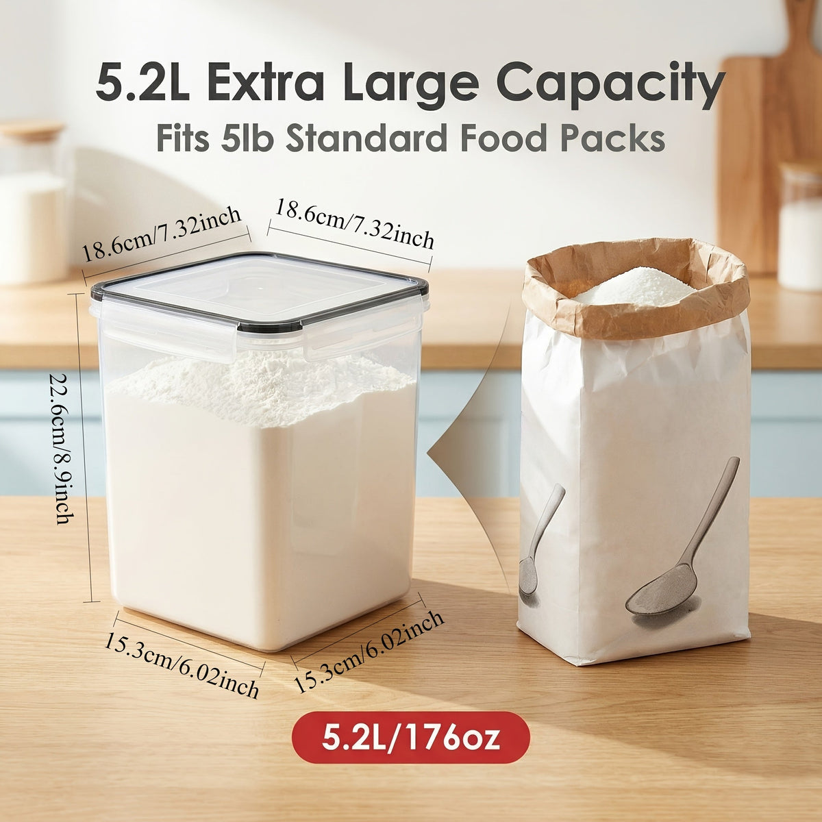 Lot de 4 grands récipients hermétiques de conservation alimentaire, boîtes en plastique sans BPA pour farine, sucre, riz, pâtes, fournitures de pâtisserie avec couvercles, 4 tasses à mesurer, 24 étiquettes, ensemble organisateur de garde-manger noir