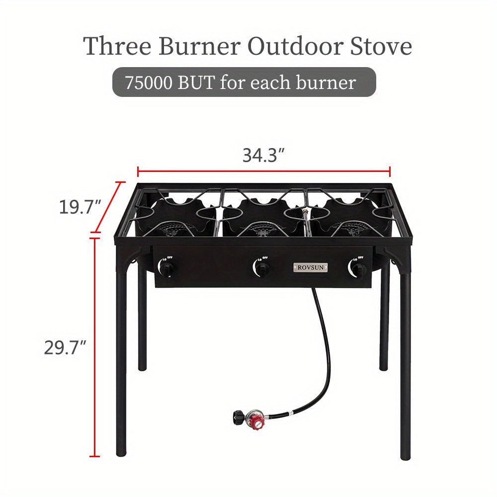 Réchaud à propane haute pression 100 000 - 225 000 BTU - Réchaud de camping extérieur robuste en fonte avec pieds détachables, régulateur certifié CSA, 1 ou 3 brûleurs pour le camping, les fêtes d'avant-match et le brassage