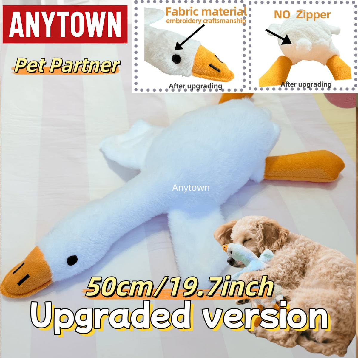 Peluche oie tie-dye pour chats et chiens - Jouet doux et coloré avec yeux brodés, coussin durable pour câlins et jeux, adorable cadeau d'animal en peluche pour propriétaires de chiens et chats