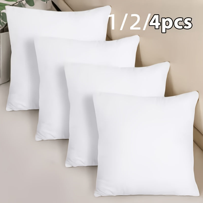 Garnitures de coussin carrées – Rembourrage en fibre neuve hypoallergénique, coussins blancs pour canapé, lit et terrasse, 14 à 20 pouces, lot de 1/2/4, idéal pour la chambre, le salon, le bureau et la décoration extérieure