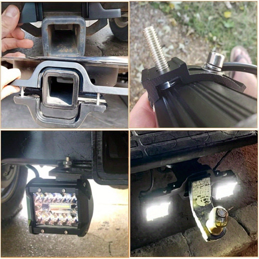 Feu de remorque à LED de 4 pouces, 18 W, 3000+ lumens, avec support de montage pour attelage de 2 pouces – Double projecteur de travail à LED tout-terrain pour camion, remorque, SUV, VTT – Aluminium moulé sous pression, aucune batterie requise