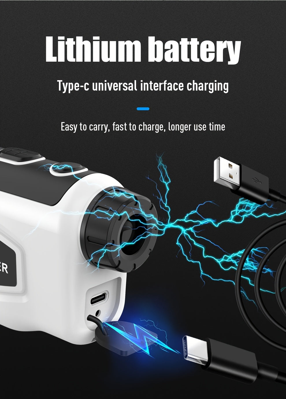 Télémètre laser de golf 1200 yards – Grossissement 6,5x, compensation de pente, verrouillage de drapeau HD, anti-vibration, rechargeable par USB, télémètre de golf haute précision à positionnement rapide, design élégant blanc