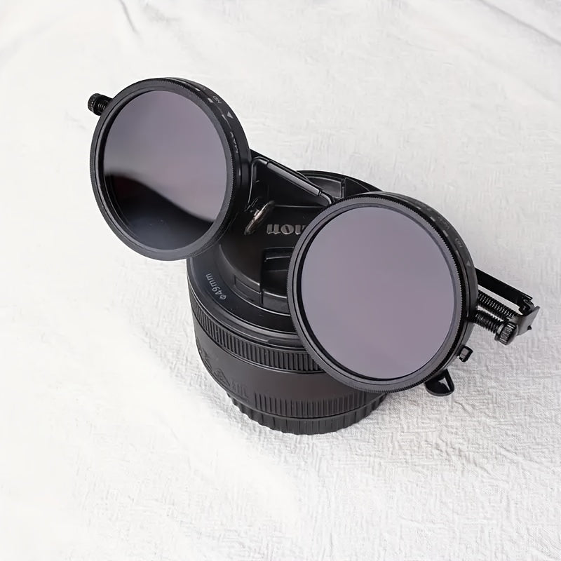 Industrial Punk Rotating Glasses β Black Round Frame with TAC Lenses & Adjustable Spring Temples, Vintage Steampunk Eyewear for Casual, Formal & Edgy Fashion Looks