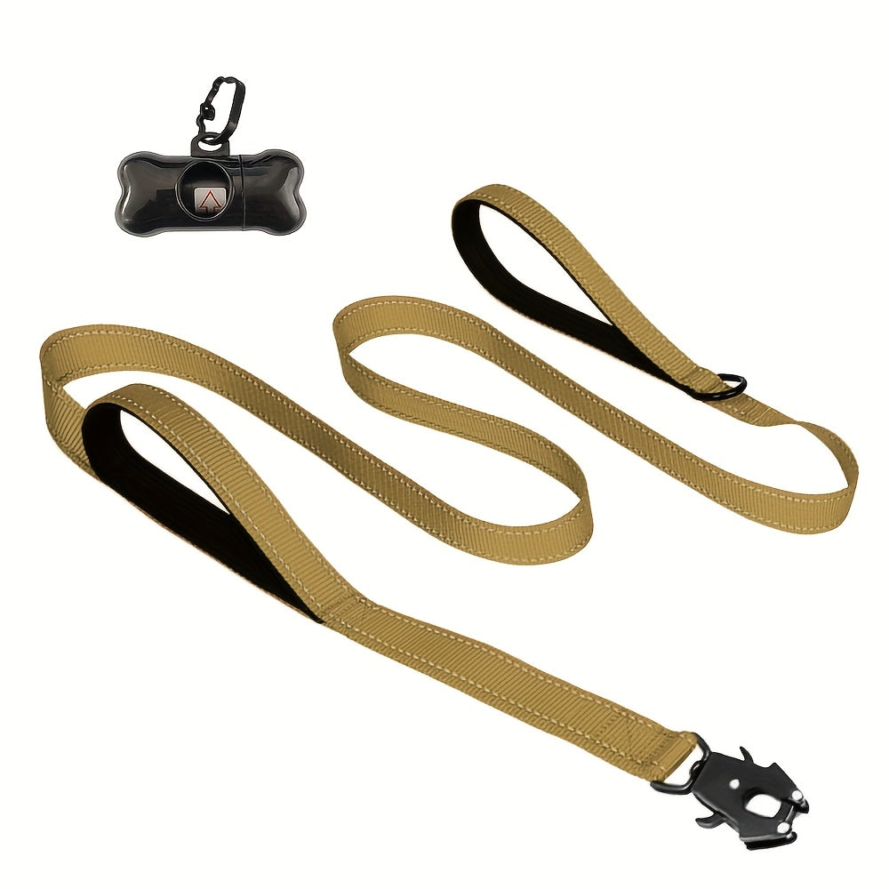 Laisse pour chien robuste de 1,8 m avec double poignée et mousqueton tactique – Laisse de dressage en corde réfléchissante avec attache rapide verrouillable pour chiens moyens et grands, 11 couleurs disponibles